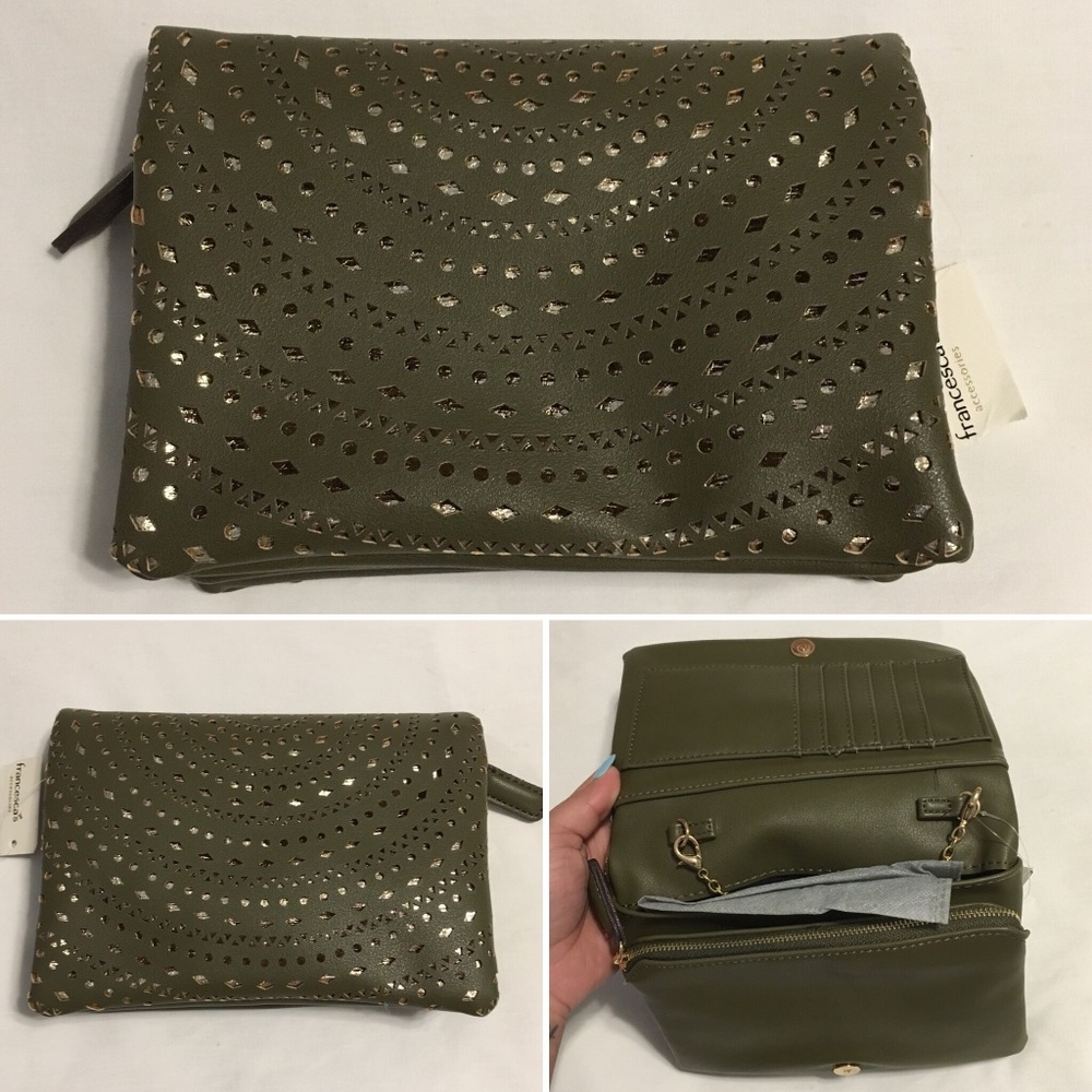 Francesca’s Metallic Cutout Clutch